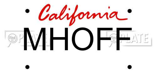 MHOFF California License Plate