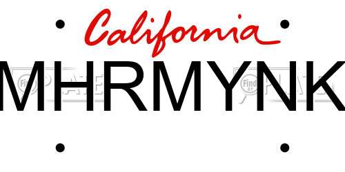 MHRMYNK California License Plate
