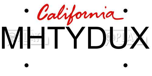 MHTYDUX California License Plate