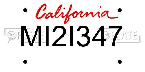 MI2I347 California License Plate