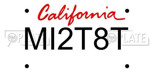 MI2T8T California License Plate