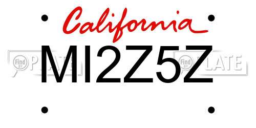 MI2Z5Z California License Plate