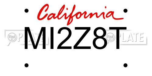 MI2Z8T California License Plate