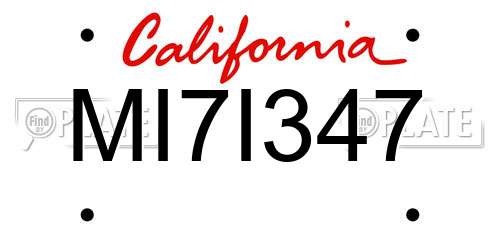 MI7I347 California License Plate