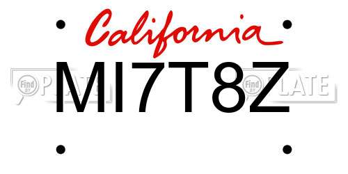 MI7T8Z California License Plate