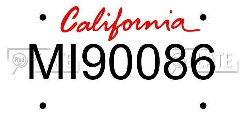 MI90086 California License Plate