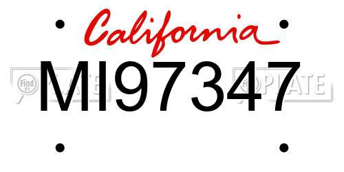MI97347 California License Plate