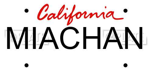 MIACHAN California License Plate