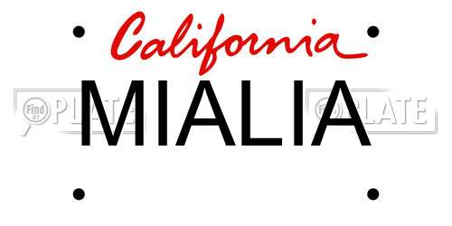 MIALIA California License Plate