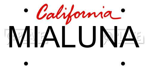 MIALUNA California License Plate