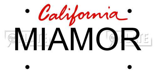 MIAMOR California License Plate
