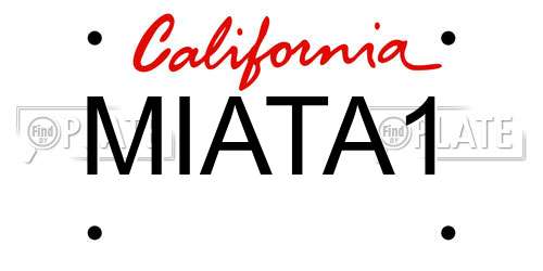 MIATA1 California License Plate