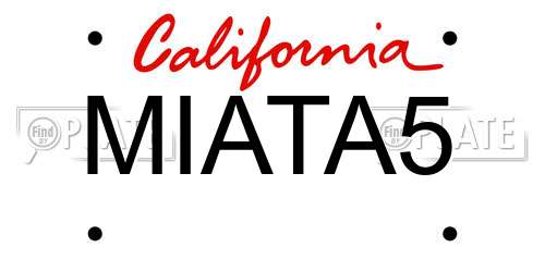MIATA5 California License Plate