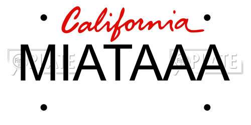 MIATAAA California License Plate
