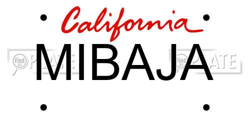 MIBAJA California License Plate