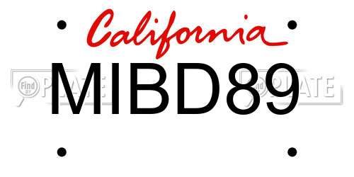 MIBD89 California License Plate