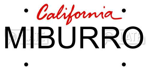 MIBURRO California License Plate