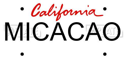 MICACAO California License Plate