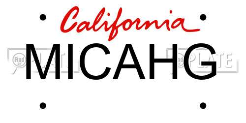 MICAHG California License Plate