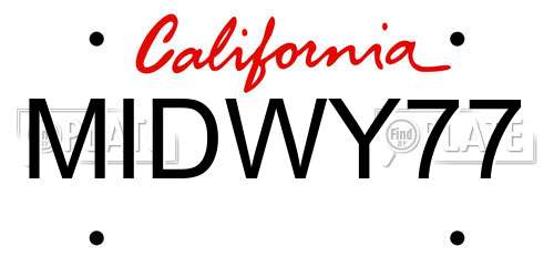 MIDWY77 California License Plate