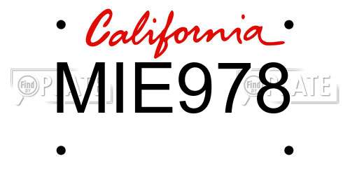 MIE978 California License Plate