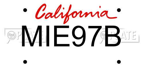 MIE97B California License Plate