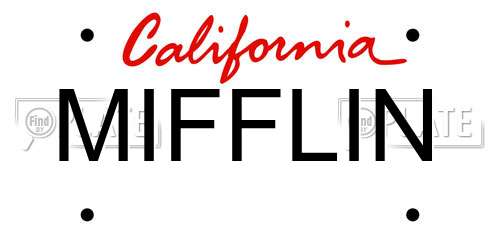 MIFFLIN California License Plate