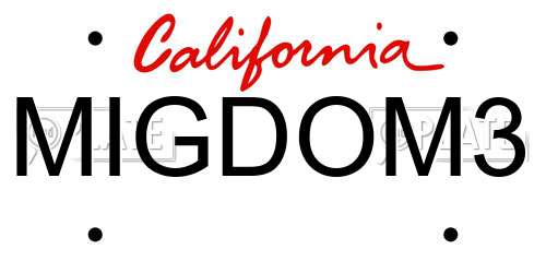 MIGDOM3 California License Plate
