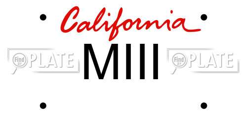 MIII California License Plate