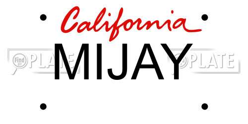 MIJAY California License Plate