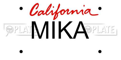 MIKA California License Plate