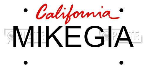 MIKEGIA California License Plate