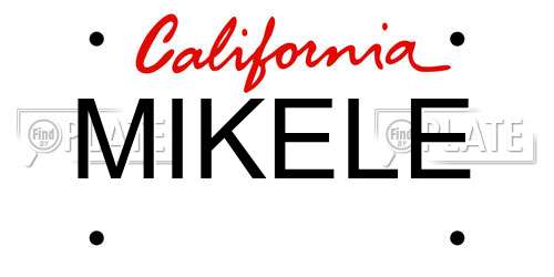 MIKELE California License Plate