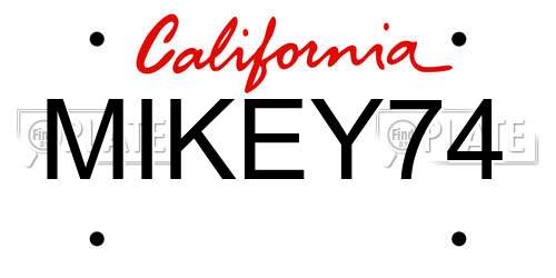 MIKEY74 California License Plate