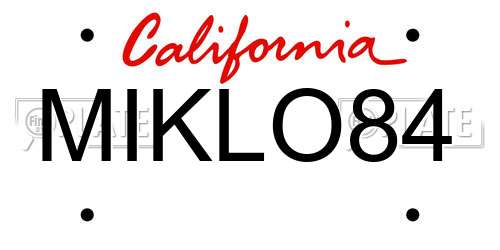 MIKLO84 California License Plate