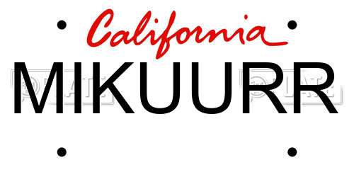 MIKUURR California License Plate