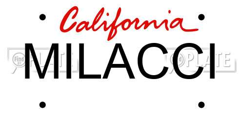 MILACCI California License Plate
