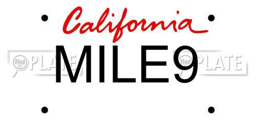 MILE9 California License Plate