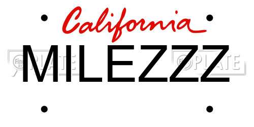 MILEZZZ California License Plate