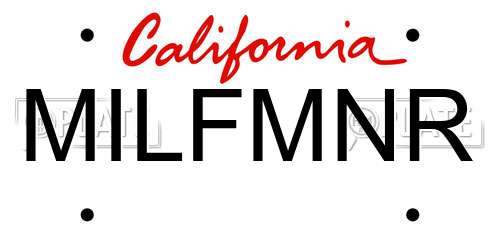 MILFMNR California License Plate