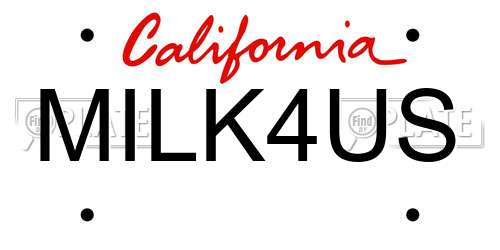 MILK4US California License Plate