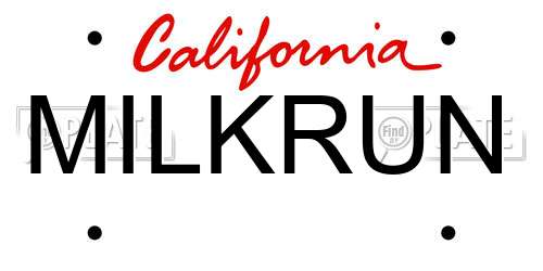 MILKRUN California License Plate