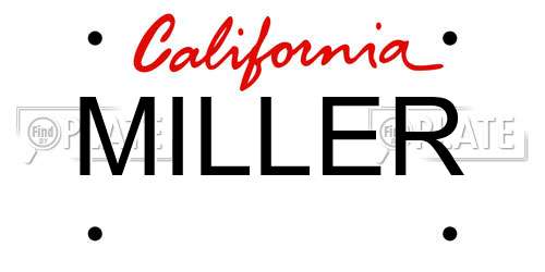 MILLER California License Plate