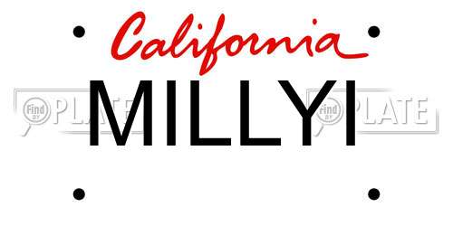 MILLYI California License Plate