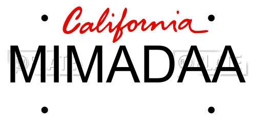 MIMADAA California License Plate
