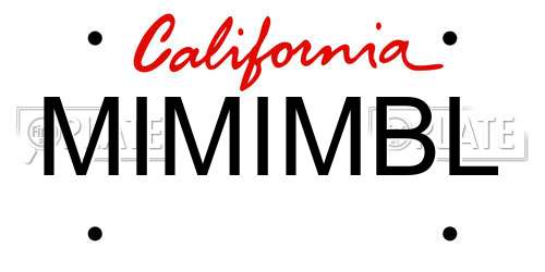 MIMIMBL California License Plate