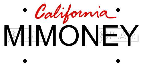 MIMONEY California License Plate