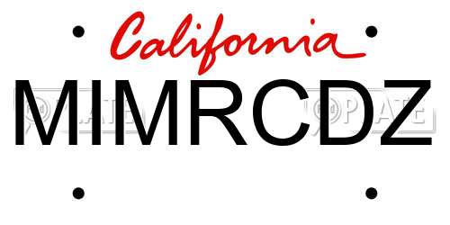 MIMRCDZ California License Plate