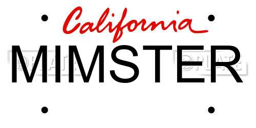 MIMSTER California License Plate