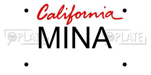 MINA California License Plate